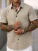 Coolum Men's Short Sleeve Linen Blend Shirt, view 23