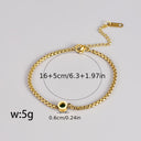 Green Stone Bracelet for Women, 18K Gold Plated Stainless Steel