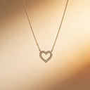 Open Heart Necklace for Women, Cubic Zirconia Heart Pendant, Gold or Silver
