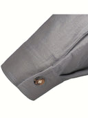 Broome Men's Mandarin Collar Cotton Linen Long Sleeve Shirt, view 13