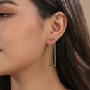 Front Back Earrings for Women, Rectangle Bar Earrings, Gold, Silver or Black