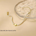 Heart Pendant Bracelet for Women, Gold Tone with White Heart