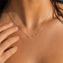 Wave Pendant Necklace, 304 Stainless Steel, Waterproof, 18K Gold Plated or Silver