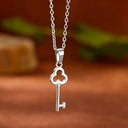 Clover Key Pendant Necklace, Stainless Steel, 18K Gold Plated or Silver