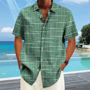 Esperance Men's Stripe and Check Pattern Shirt, view 2