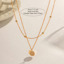 Layered Coin Necklace, 304 Stainless Steel, Gold or Silver for Women
