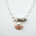 Shell and Pearl Bead Choker Necklace, White Boho Seed Bead Choker for Women