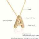 Sparkling Bubble Initial Necklace, Cubic Zirconia Letter Pendant, 18K Gold Plated