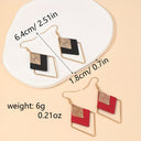 Boho Hoop Earrings for Women, Red or Black Geometric, 14K Gold Plated
