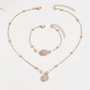 Cubic Zirconia Necklace and Bracelet Set, Gold Pendant Jewellery Set for Women