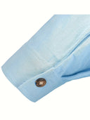 Broome Men's Mandarin Collar Cotton Linen Long Sleeve Shirt, view 33