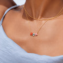 Bubble Letter Name Necklace, Double Layer Gold Necklace, Custom Name or Initial