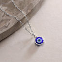 Evil Eye Necklace, Blue Evil Eye Pendant, Silver Tone, Protection Necklace