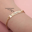 Engraved Name Bar Bracelet, Cuban Link Chain, 18K Gold Plated Stainless Steel, Gold or Silver
