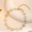 Daisy Bracelet for Women, 14K Gold Plated Enamel Flower Bracelet