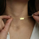 Crown Pendant Necklace for Women, Stainless Steel, 18K Gold Plated or Silver