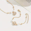 Cubic Zirconia Necklace and Bracelet Set, Gold Pendant Jewellery Set for Women
