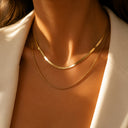 Snake Chain Necklace Set of 2, Stainless Steel Layered Necklaces, Gold or Silver