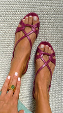 Lisette metallic flat sandals with textured crossover straps, view 5