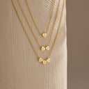 Heart Initial Necklace, Custom Letters on Tiny Hearts, Stainless Steel, 1 to 5 Letters, Gold or Silver