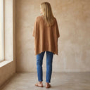ERICA V Neck Loose Fit Solid Poncho Sweater