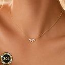 Leaf Choker Necklace, 304 Stainless Steel, 18K Gold Plated, Waterproof, Hypoallergenic