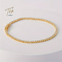 Tennis Bracelet in Gold or Silver, Dainty Cubic Zirconia Tennis Bracelet 19 cm, Waterproof Titanium Steel | Marliva