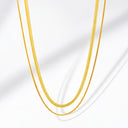 Snake Chain Necklace Set of 2, Stainless Steel Layered Necklaces, Gold or Silver