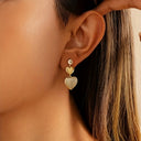 Heart Drop Earrings for Women, Cubic Zirconia, Gold Tone