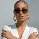 Sorrento small oval sunglasses with a tortoiseshell frame and brown lenses, view 2