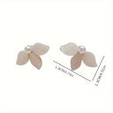 Flower Stud Earrings for Women, White Petal Studs, Gold Tone
