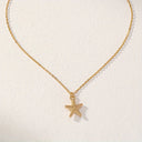 Starfish Necklace for Women, Gold Tone Minimalist Beach Pendant
