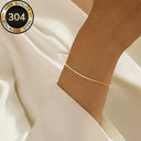 Bead Bangle Bracelet for Women, 304 Stainless Steel, Gold or Silver