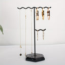 Jewellery Stand with Marble Base, Wave Top Necklace and Bracelet Holder, White, Gold or Black