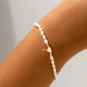 Heart Pendant Bracelet for Women, Gold Tone with White Heart