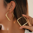 Square Statement Earrings for Women, Gold Geometric Earrings