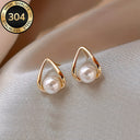 Pearl Earrings for Women, 316 Stainless Steel, Hypoallergenic, Gold or Silver