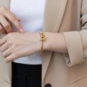 Lyra Curb Chain Gold Bangle, view 4
