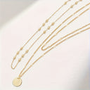 Coin Necklace for Women, Gold Three Layer Necklace with Coin Pendant