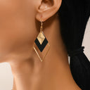 Boho Hoop Earrings for Women, Red or Black Geometric, 14K Gold Plated
