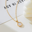 Clover Pendant Necklace for Women, Gold Tone with Black, Green or White Enamel