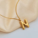 Initial Necklace A to Z, Bubble Letter Necklace, 18K Gold Plated Stainless Steel