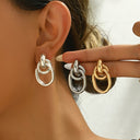 Double Hoop Earrings for Women, Knotted Gold or Silver Statement Earrings
