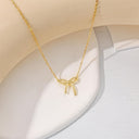 Bow Necklace for Women, Dainty 18K Gold Plated Bow Pendant