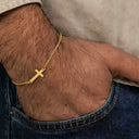 Duncan Men's Sideways Cross Chain Bracelet, view 9