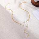 Layered Long Necklace for Women, 304 Stainless Steel, Gold or Silver