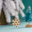 Snowflake Necklace for Women, Cubic Zirconia Pendant, Silver, Gold or Rose Gold