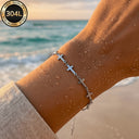 Cross Chain Bracelet for Women, 304L Stainless Steel, 18K Gold Plated or Steel
