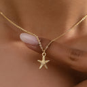 Starfish Necklace for Women, Gold Tone Minimalist Beach Pendant