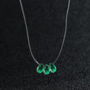 Teardrop Floating Necklace for Women, Invisible Illusion Chain, Clear or Green